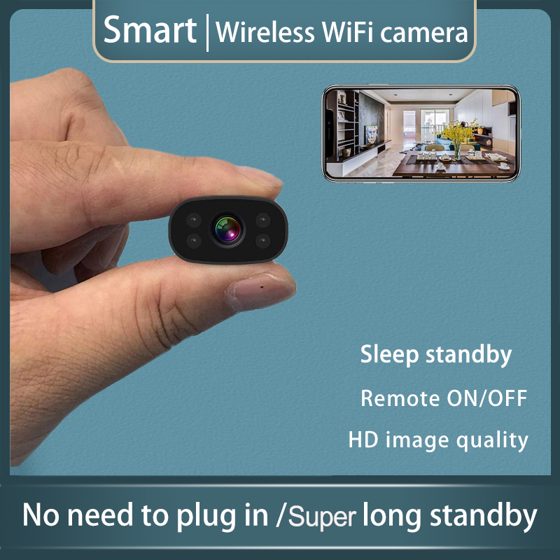 PNZEO W2 Mini Hidden Home Security Camera Wireless WiFi Remote View Nanny Cam Super small ip camera Super-long battery life