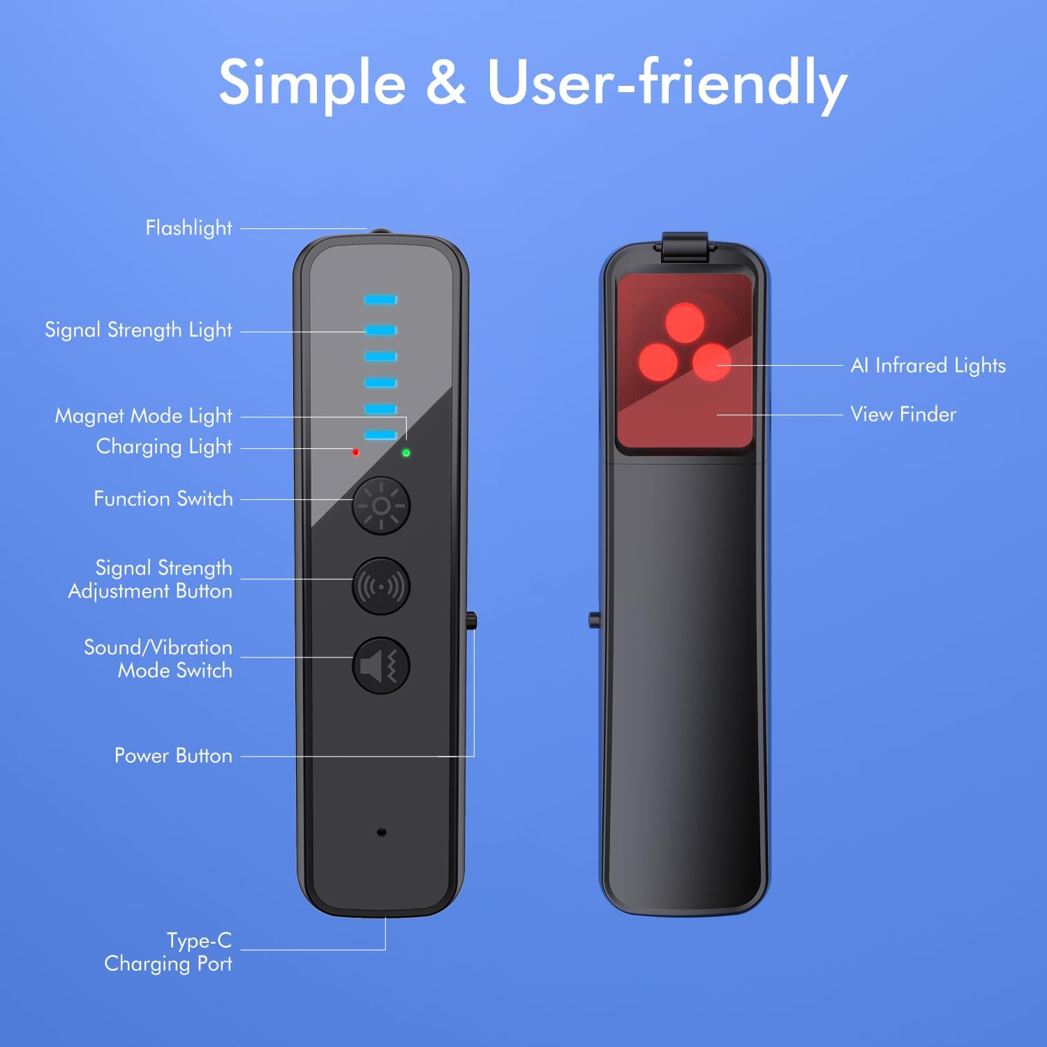Hidden Camera Detector - AI-Powered Anti-Spy Device, GPS Tracker & Bug Detector, Portable RF Signal Scanner for Hotels, Travel