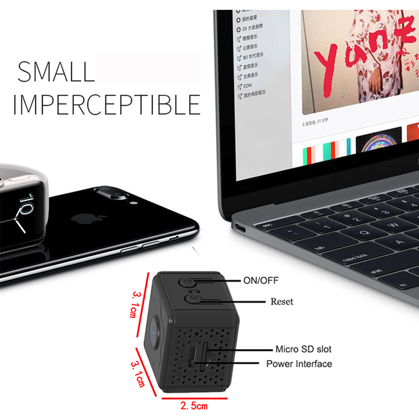 PNZEO V2 Mini Hidden Home Security Camera Wireless WiFi Remote Monitor Camera Tiny Smart Home Security Camera Support sleep standby, remote on/off