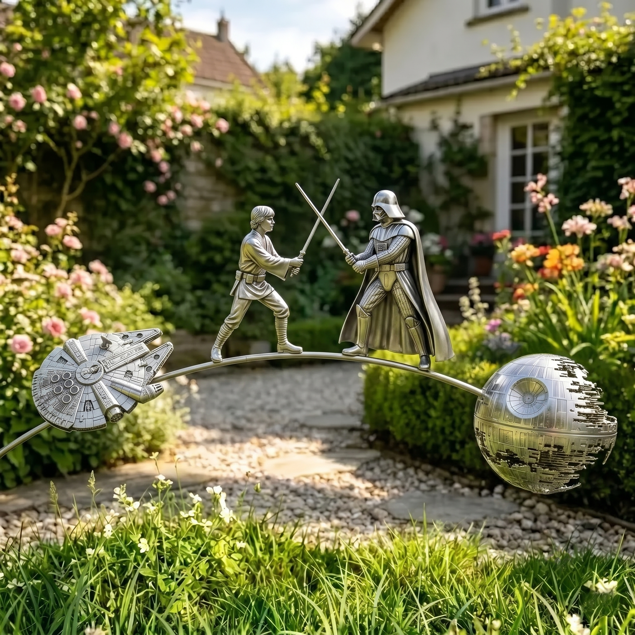 SW 50th Anniversary Garden Stake – Vader vs Luke Lightsaber Duel