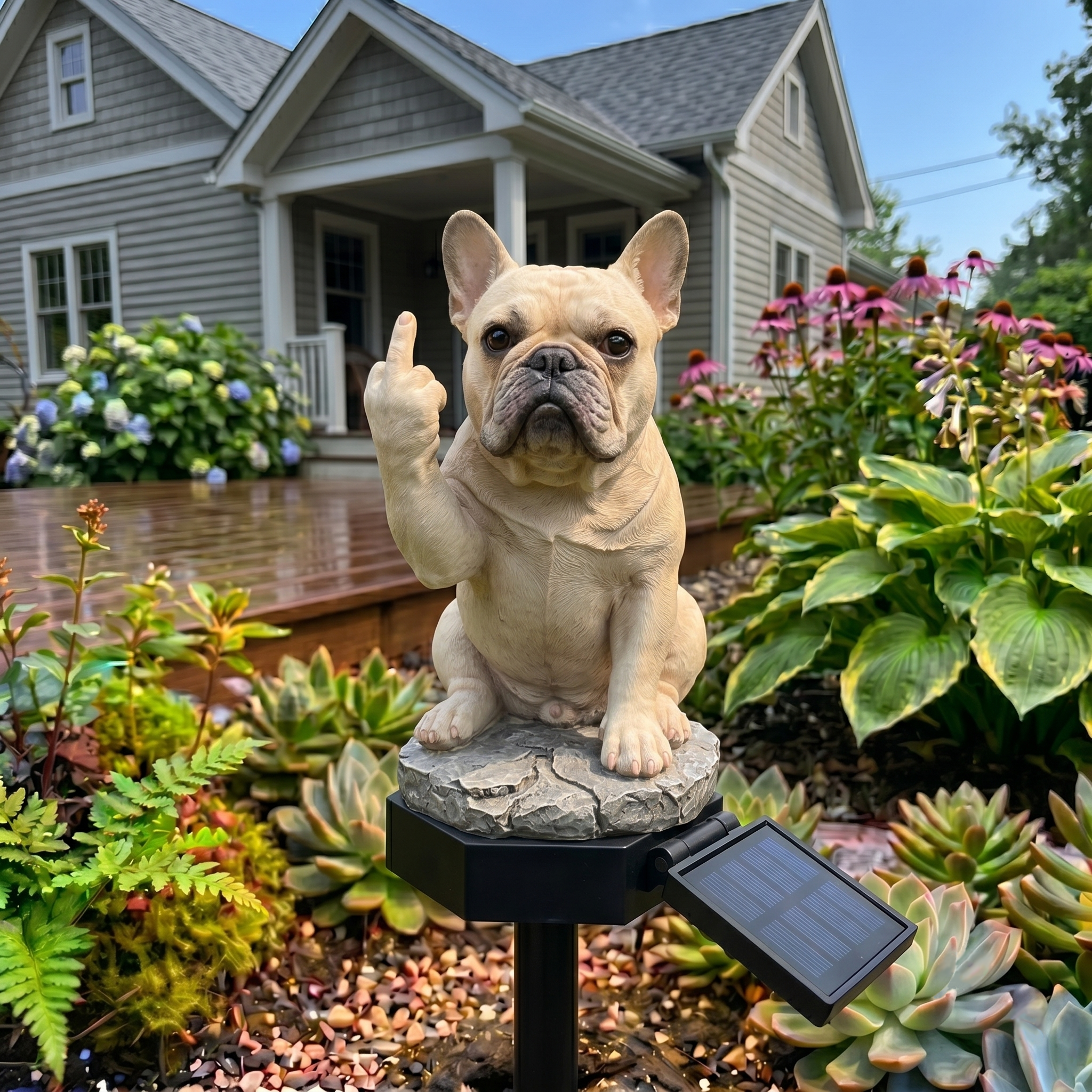 Funny French Bulldog Solar Garden Light