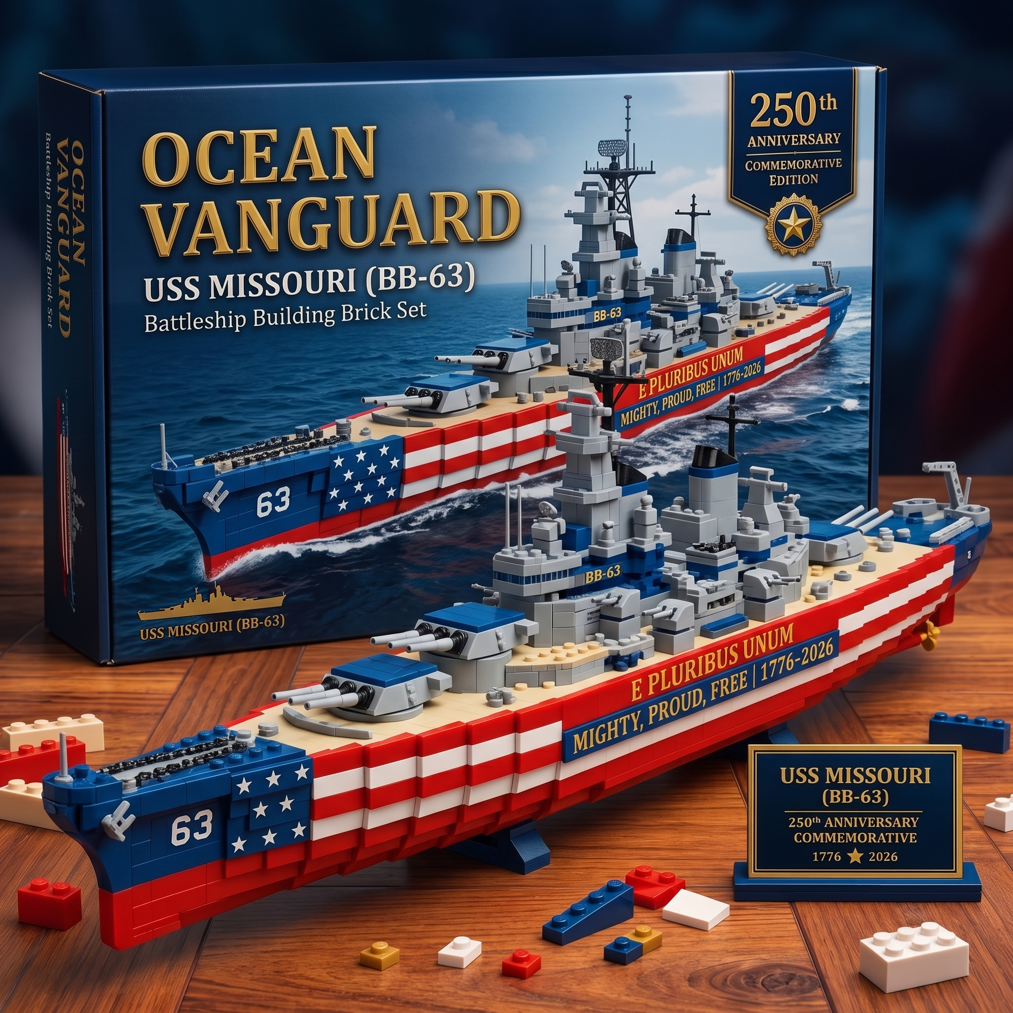 Ocean Vanguard USS Missouri (BB-63) Battleship Building Brick Set