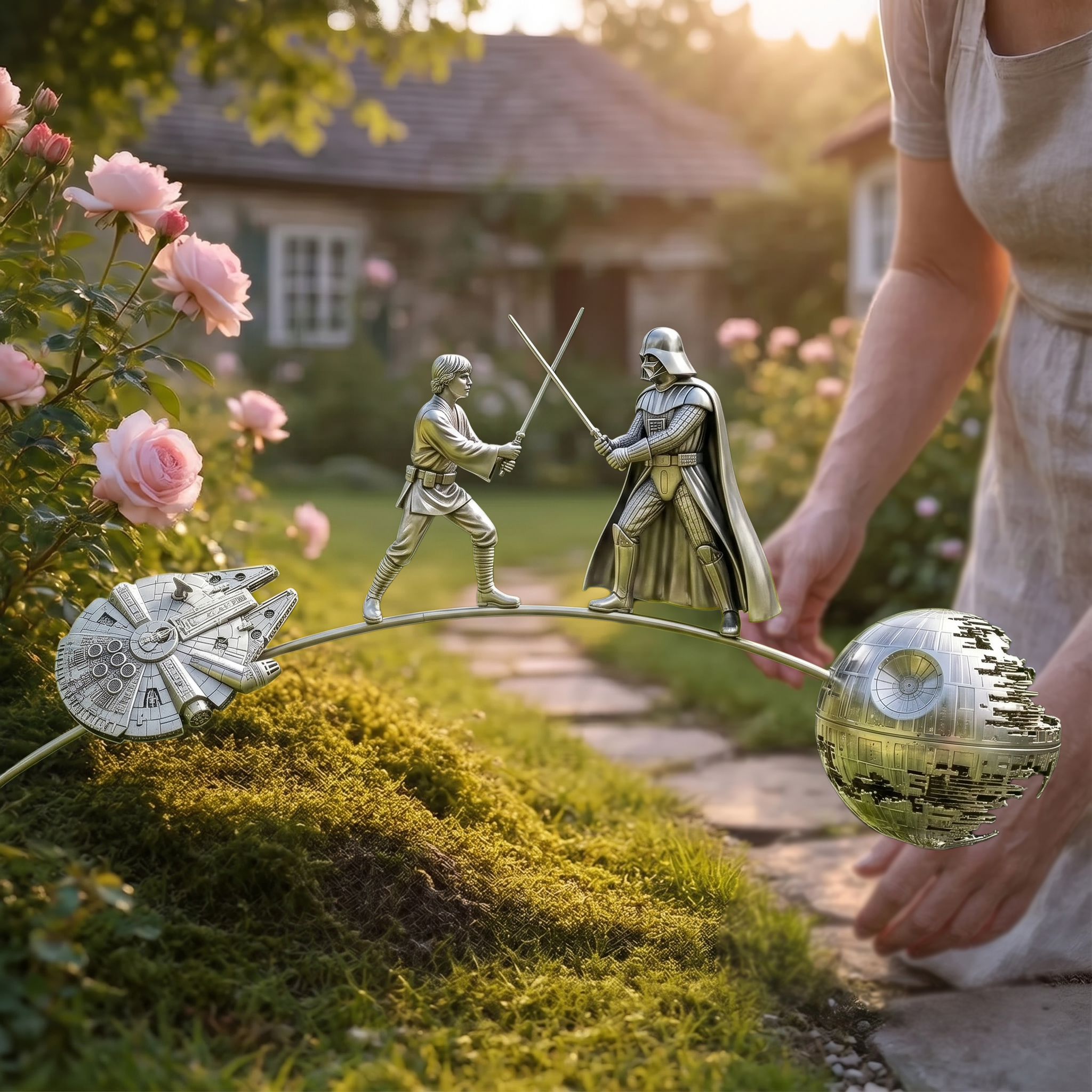 SW 50th Anniversary Garden Stake – Vader vs Luke Lightsaber Duel
