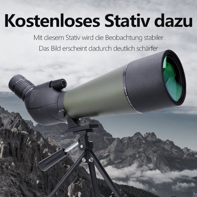 BOSSDUN 25–75x80mm Spektiv mit Stativ – inkl. Smartphone-Adapter & Tragetasche, HD BAK4 Prisma, wasserdichtes Monokular, ideal für Vogelbeobachtung, Fotografie & Outdoor