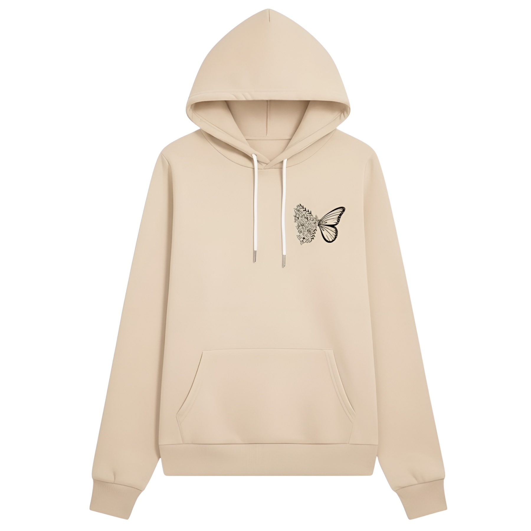 Intricate Butterfly And Floral Design Hoodie For Women