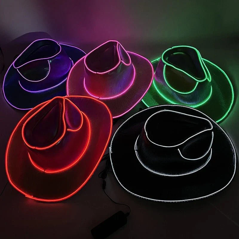 LED Cowboy Hat With Glowing Light Bar