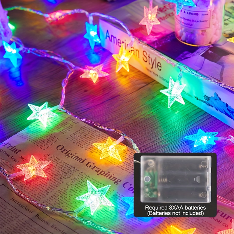 Battery Powered Star Fairy String Lights for Indoor and Holiday Decor