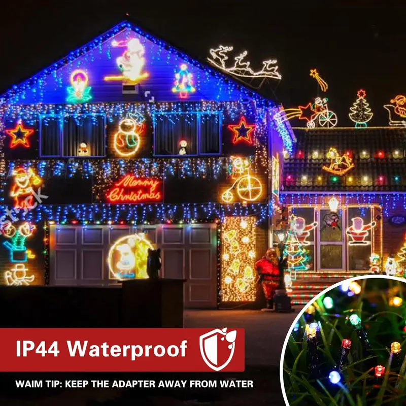 Christmas LED String Lights with 8 Modes, Music Sync and Motion Sensor
