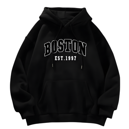 Boston Est 1997 Print Hooded Sweatshirt For Men