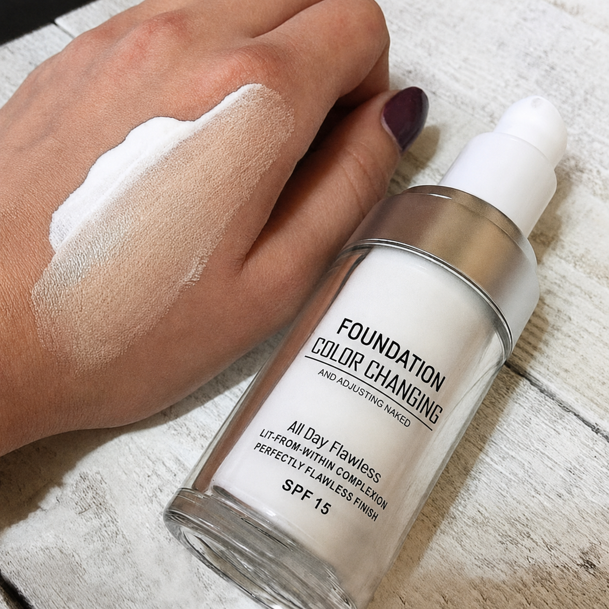 Self Adjusting Liquid Foundation With Color Matching For Mature Skin
