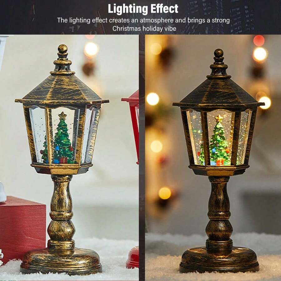 Christmas Music Water Night Light, Led Lantern, Glowing Decoration Ornament For Holiday Party Atmosphere Decor, Festive Home Decor Accessory - Gold - View 6