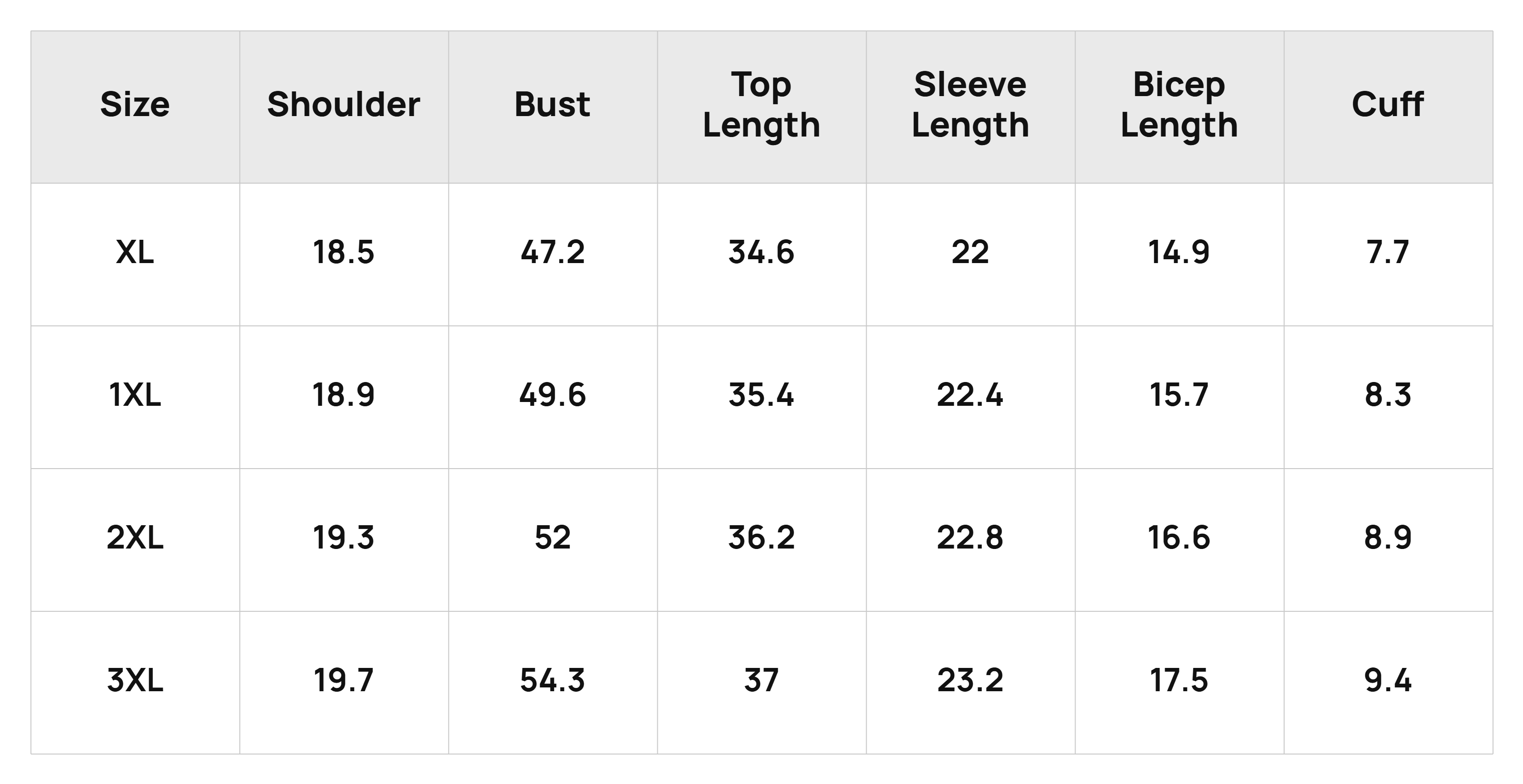 Size Chart