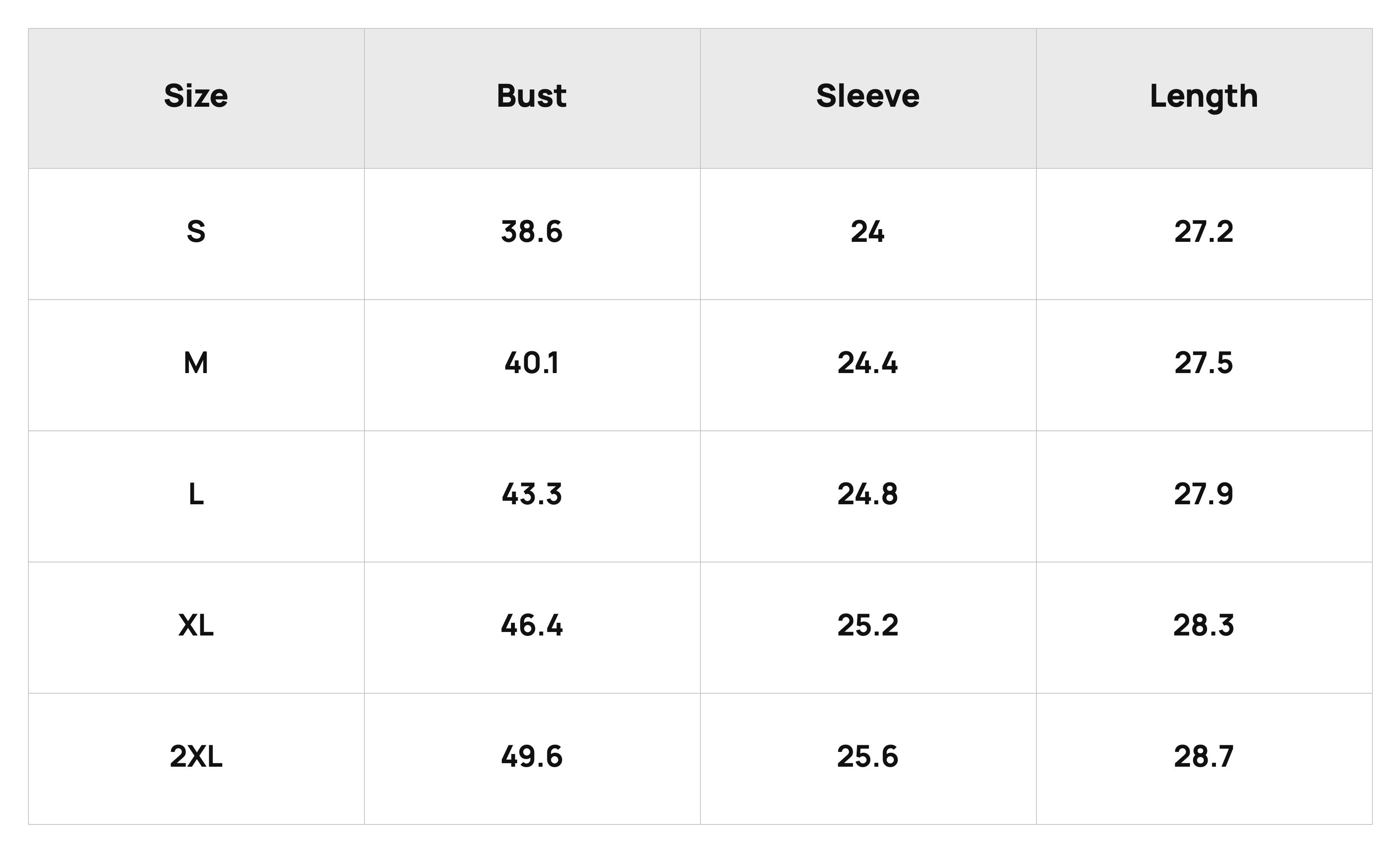 Size Chart