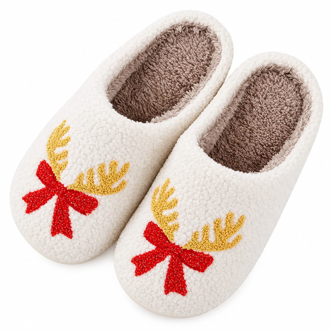 Christmas Plush Fuzzy House Slippers for Women and Men