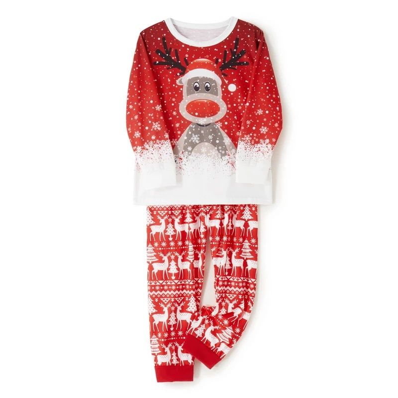 Xmas Deer Print Pajamas Sets - Amzemart