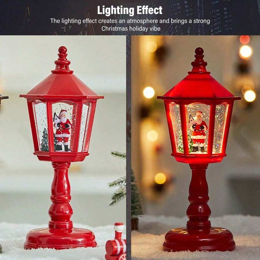 Christmas Music Water Night Light, Led Lantern, Glowing Decoration Ornament For Holiday Party Atmosphere Decor, Festive Home Decor Accessory - Red - View 4