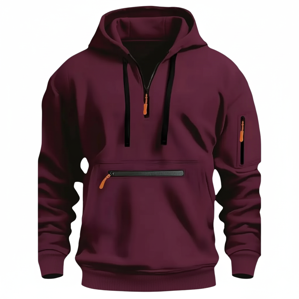 Casual Zip Up Hoodie With Kangaroo Pocket