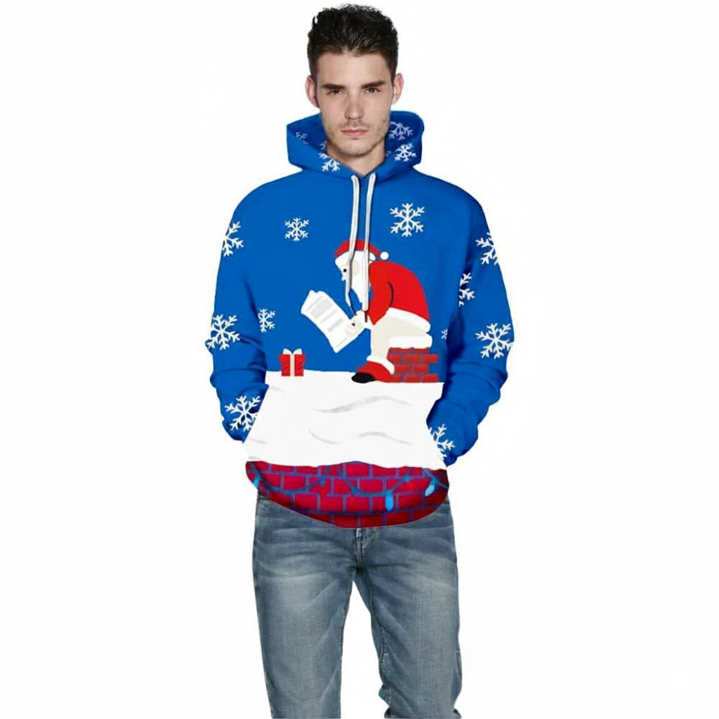 Christmas All Over Print Hoodie with Kangaroo Pocket