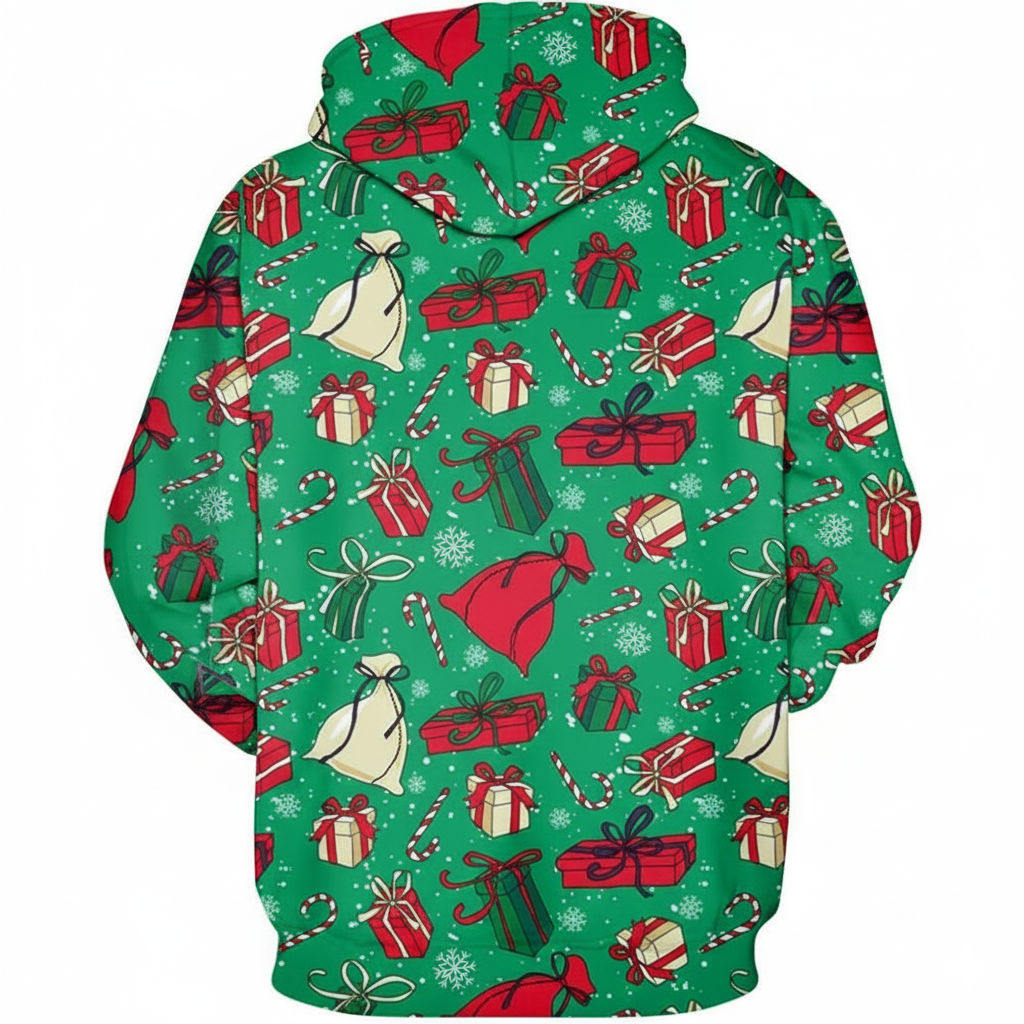 Christmas All Over Print Hoodie with Kangaroo Pocket