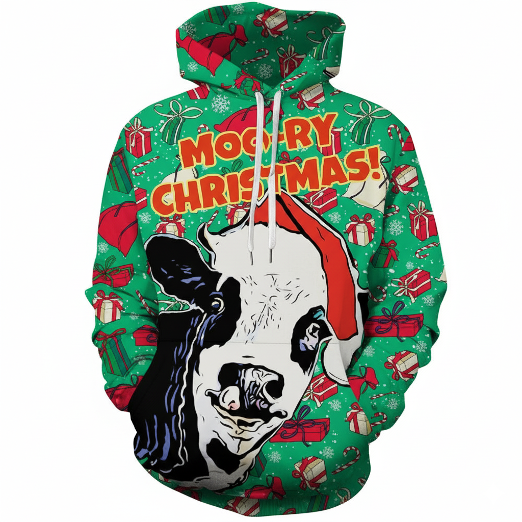 Christmas All Over Print Hoodie with Kangaroo Pocket