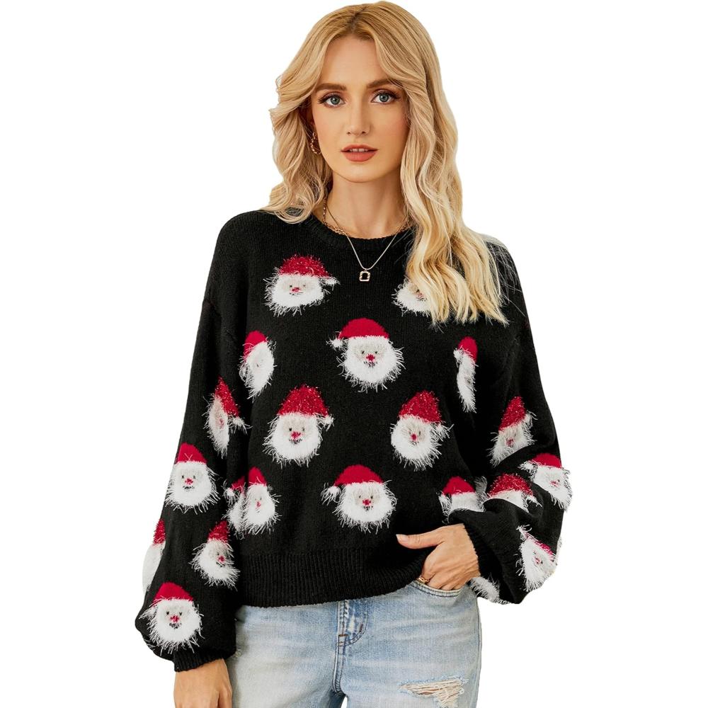 Cheerful Knitted Sweater With A Christmas Holiday Theme-Cozy Knit Sets