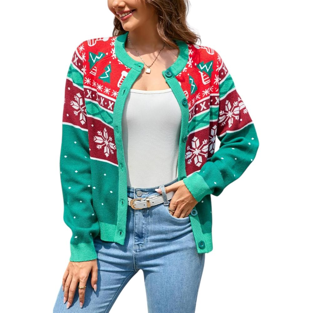 Holiday Cardigan Sweater With Button Detail-Cozy Knit Sets