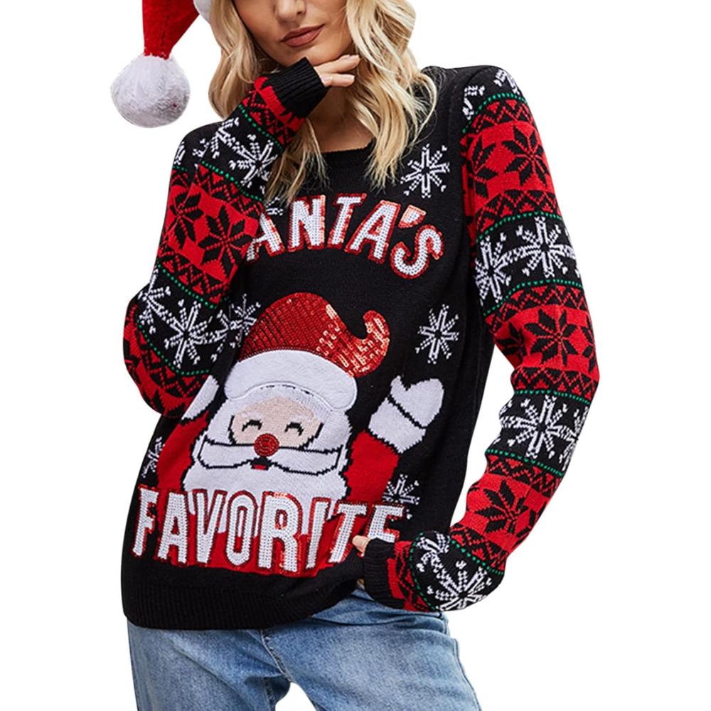 Festive Christmas Sweater With Holiday Print-Cozy Knit Sets