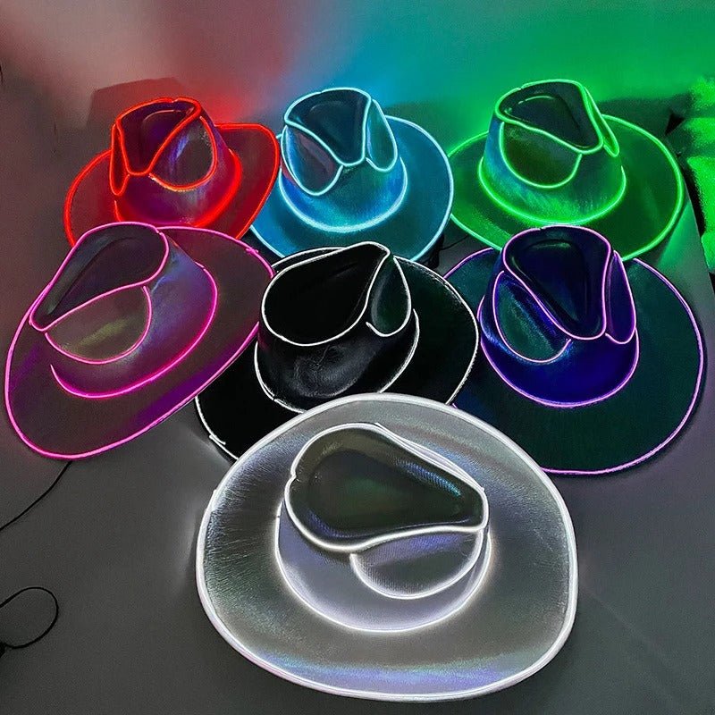 LED Cowboy Hat With Glowing Light Bar