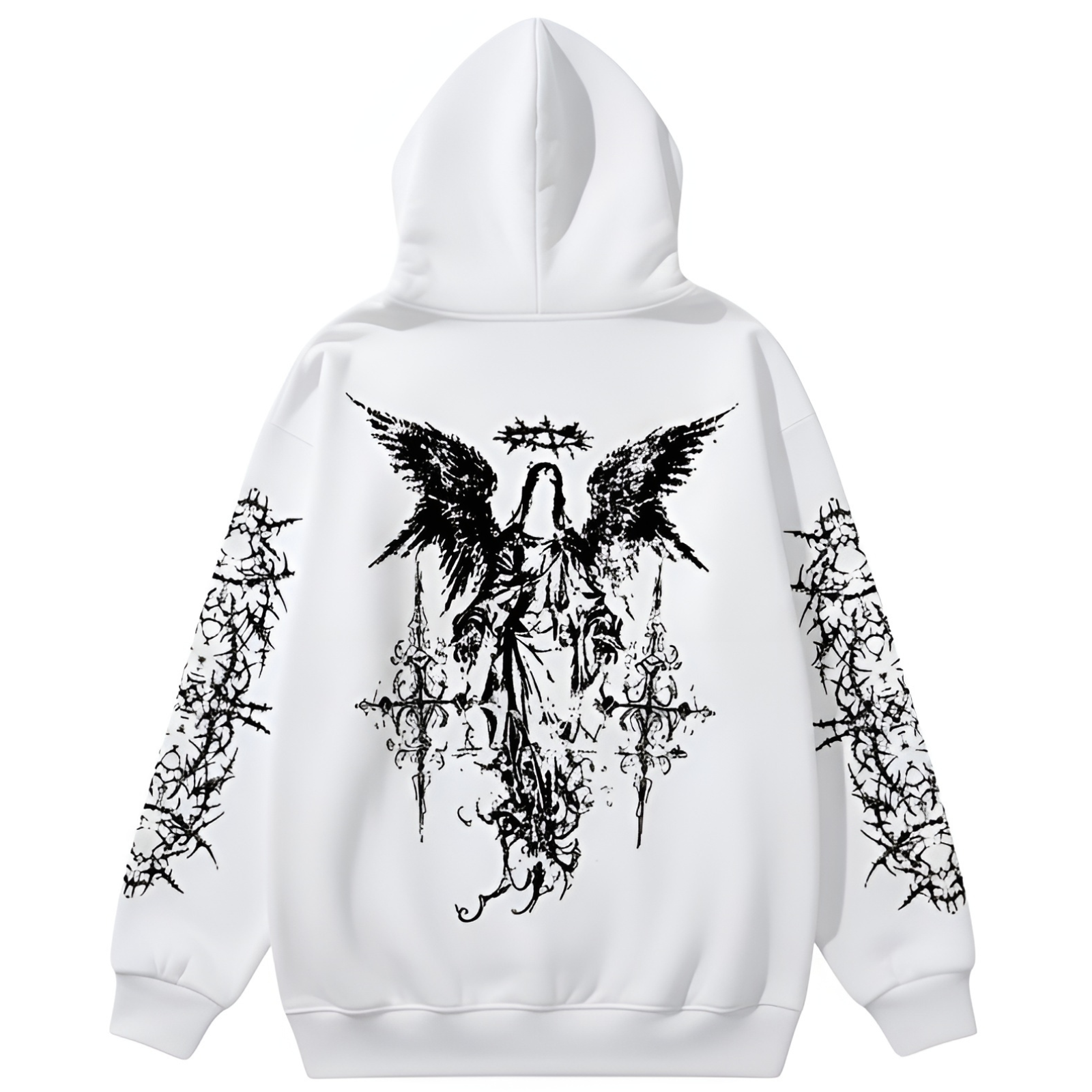 Men Angel Gothic Graphic Print Hoodie