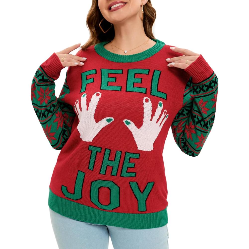 Festive Christmas Sweater With Holiday Print-Cozy Knit Sets
