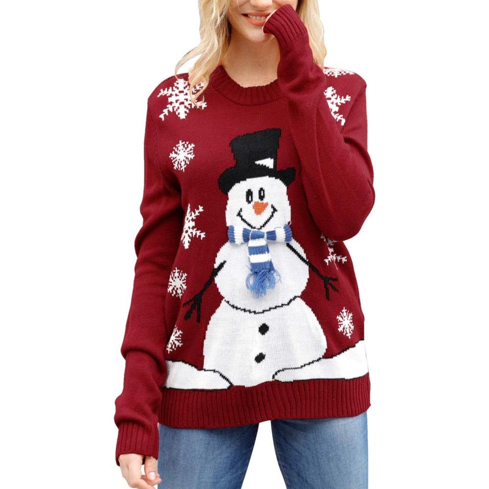 Long Sleeve Christmas Sweater With Holiday Print-Cozy Knit Sets