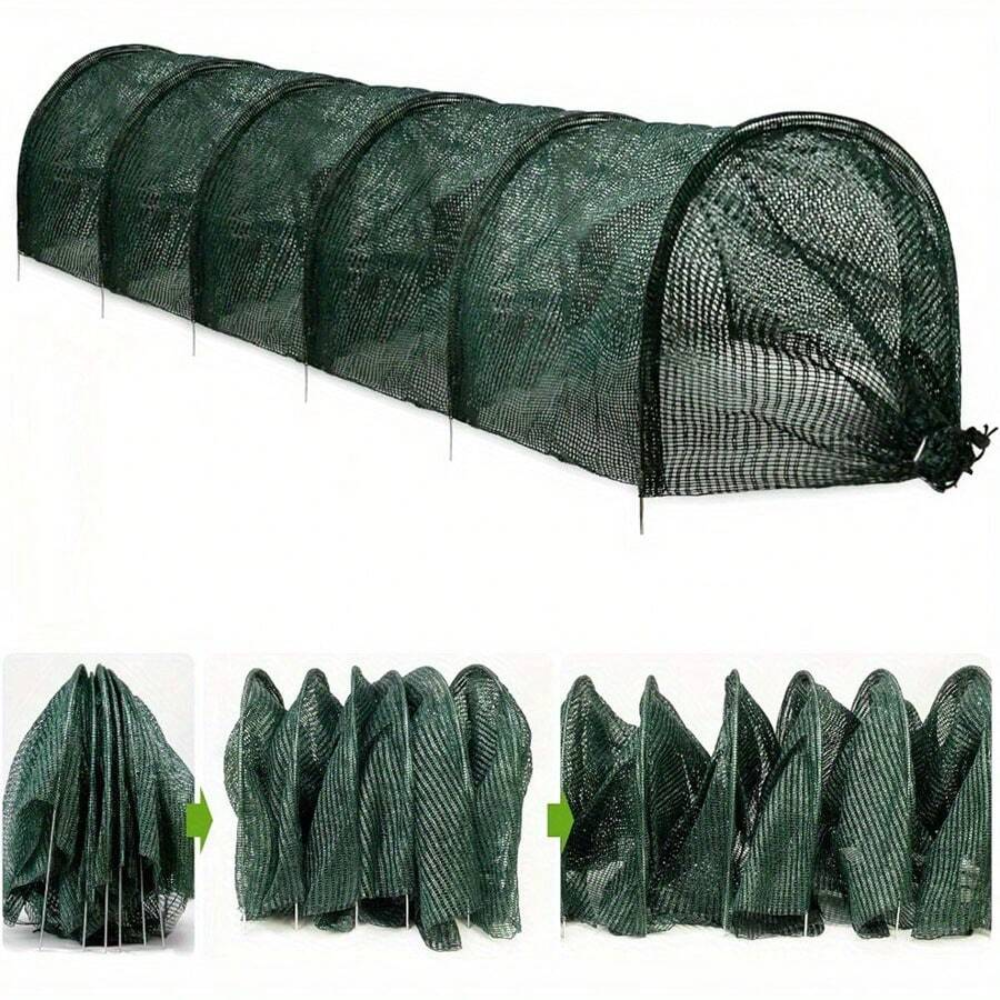 10ft 2-In-1 Portable Greenhouse And Garden Frost Tunnel Shade Net - Quick Release, Provides Shade And Heat