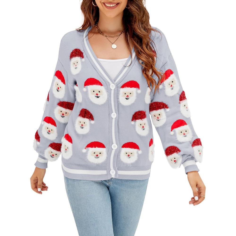 Button Down Christmas Cardigan For The Holidays-Cozy Knit Sets