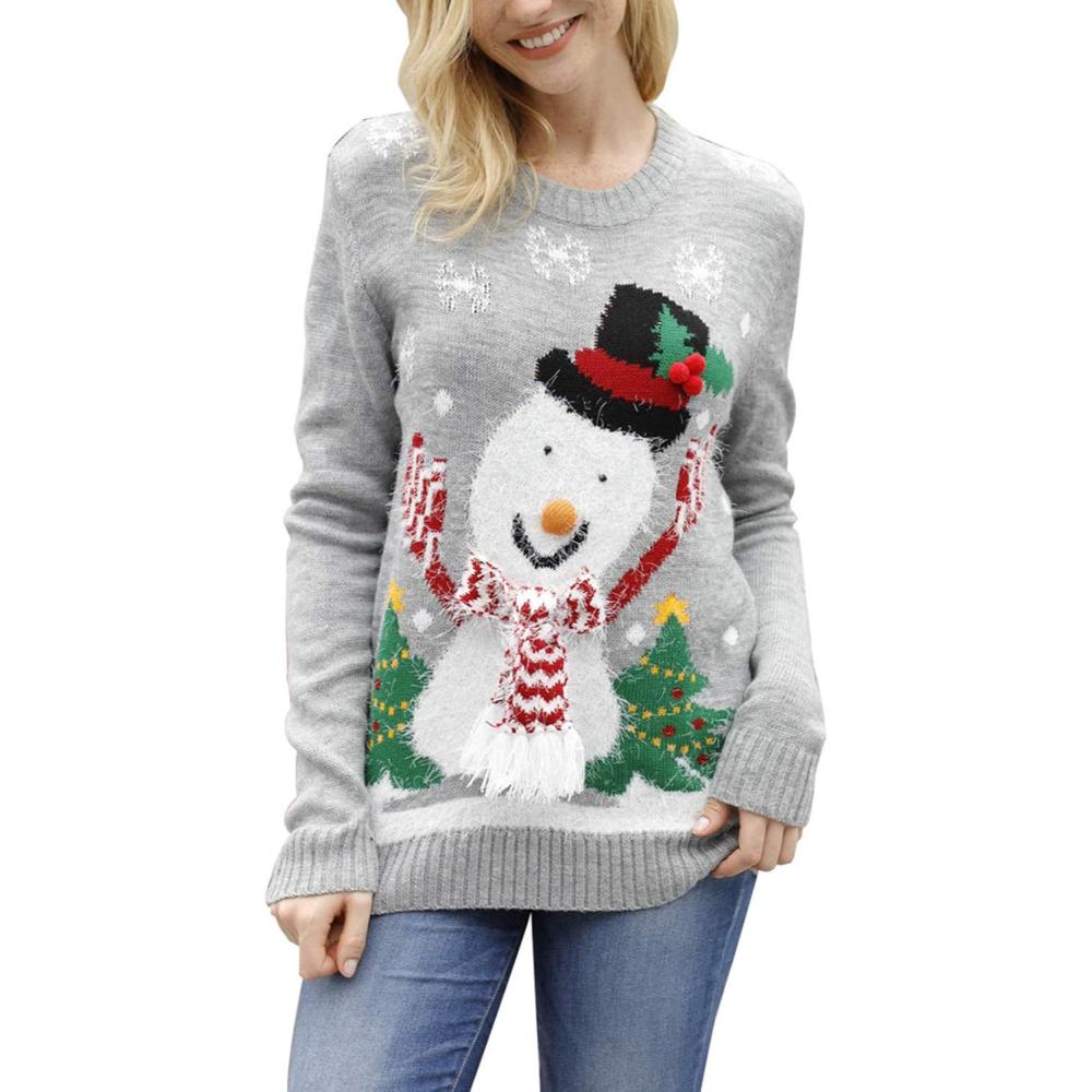 Long Sleeve Christmas Sweater With Holiday Print-Cozy Knit Sets
