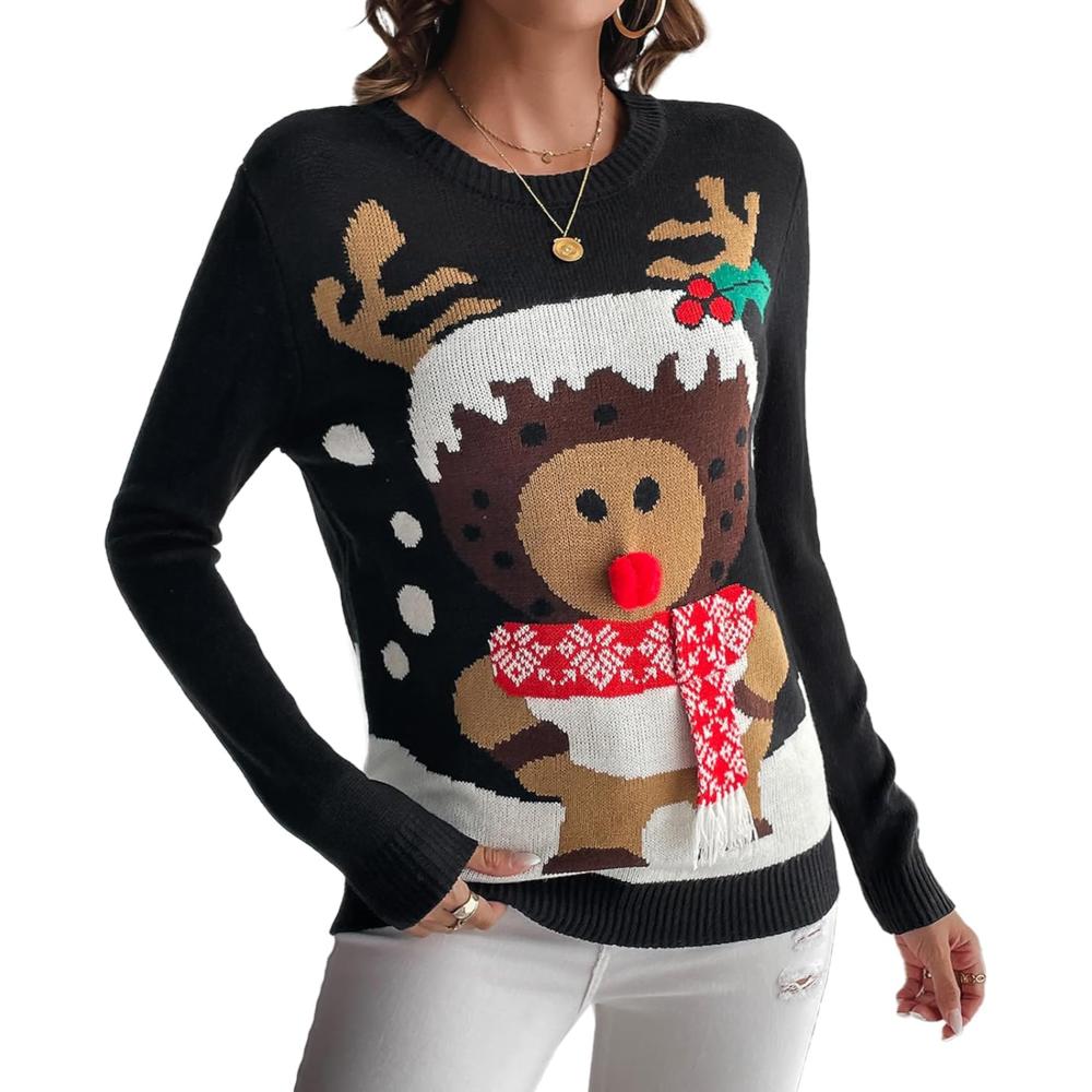 Festive Christmas Sweater With Holiday Print-Cozy Knit Sets