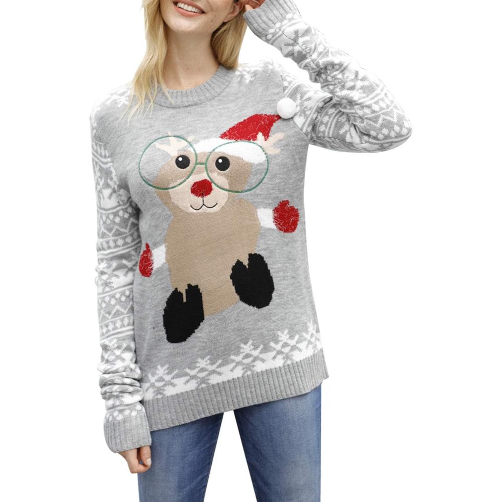 Long Sleeve Christmas Sweater With Holiday Print-Cozy Knit Sets