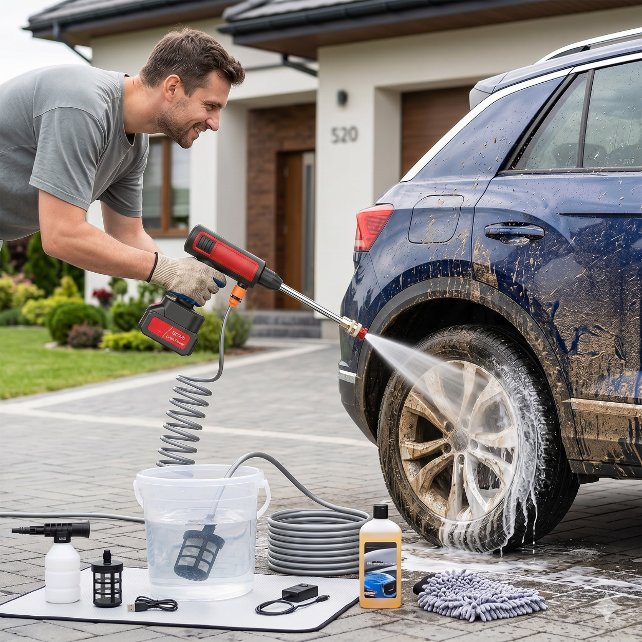 Wireless Rechargeable Cleaning Sprayer Set For Car And Patio Washing