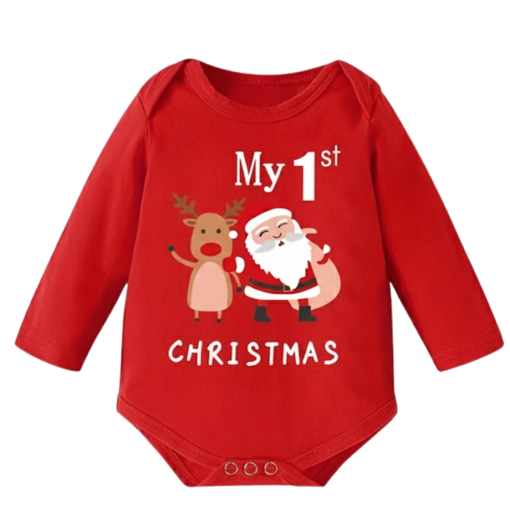1st Christmas Long Sleeve Baby Onesie
