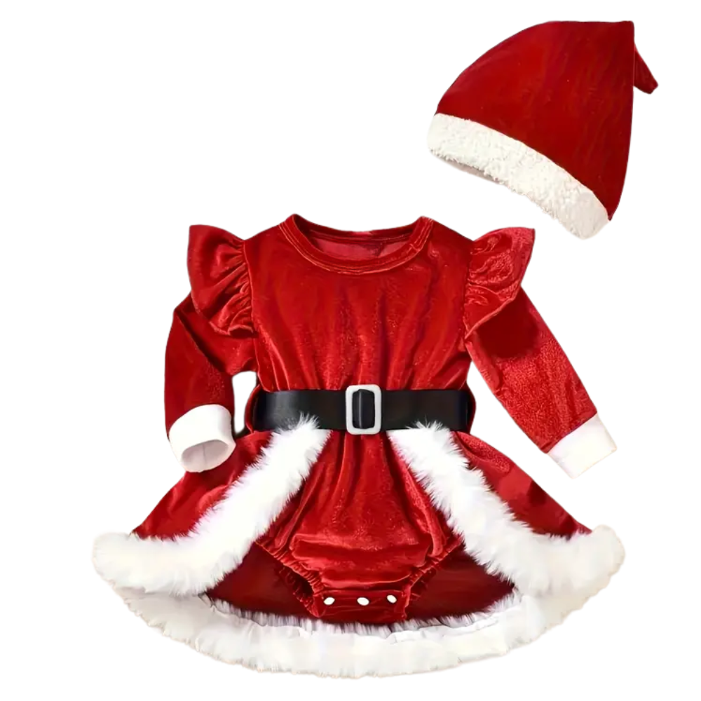 Girls Christmas Haikou Outfit Set With Belt And Hat