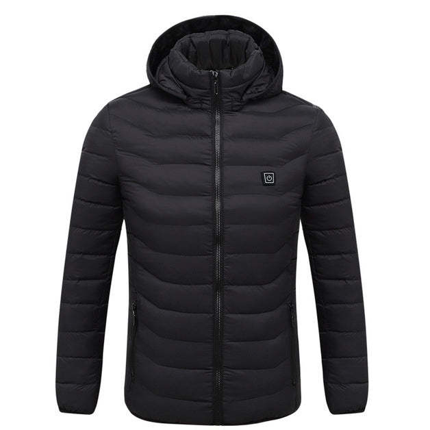 Electric Battery Heated Hooded Jacket - Waterproof , Thermal Heating-Amzemart