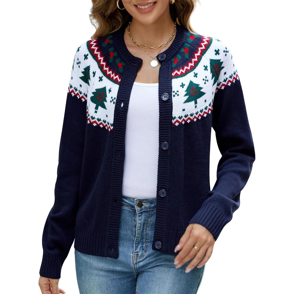 Button Down Christmas Cardigan For The Holidays-Cozy Knit Sets