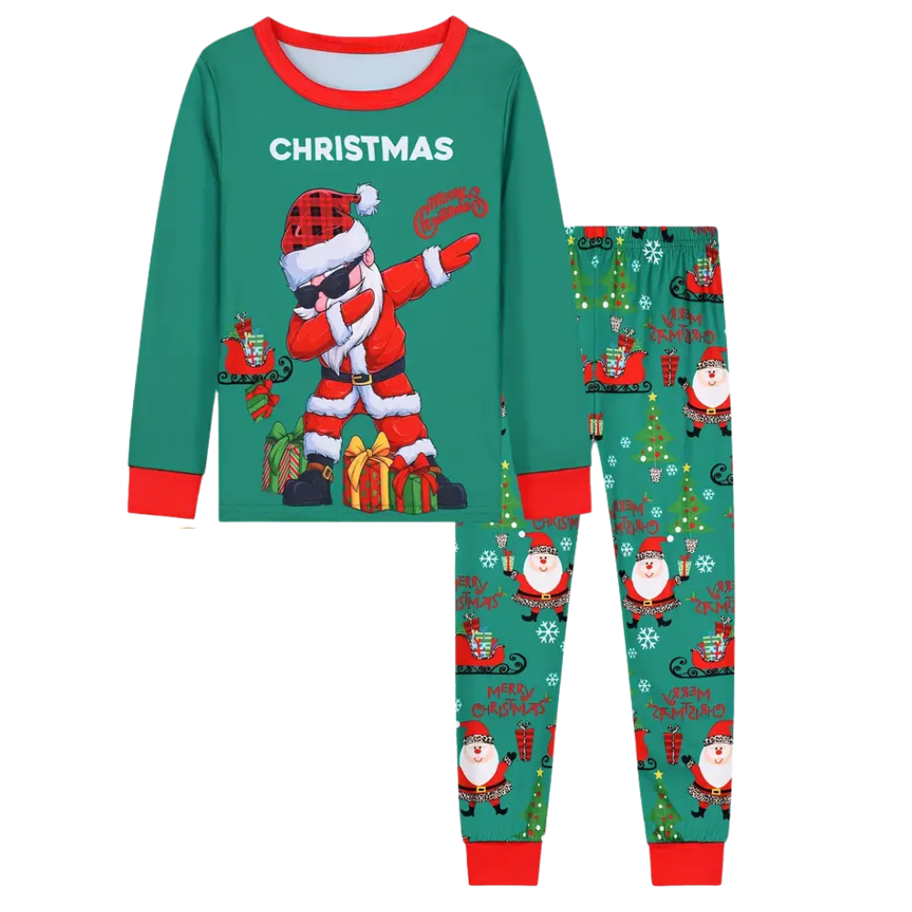 Kids Christmas Santa Print Pajama Set