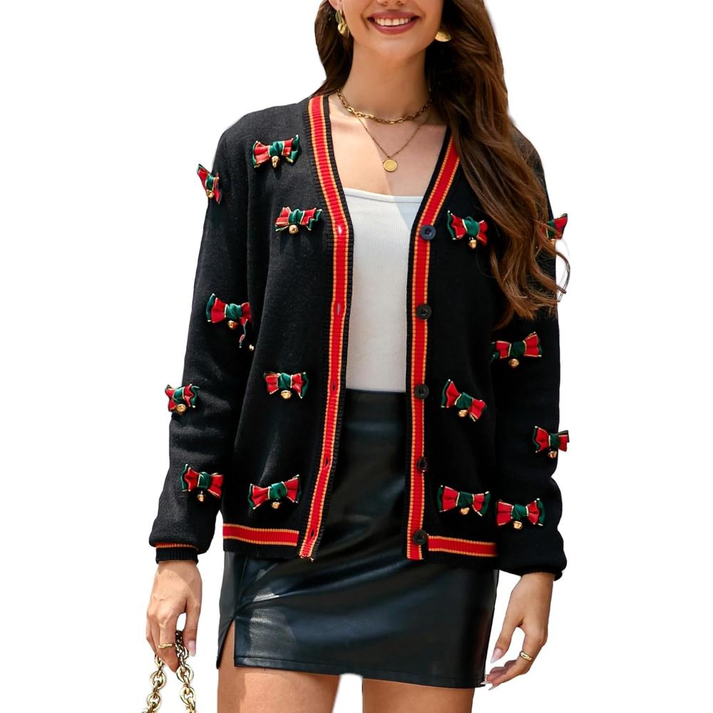 Holiday Cardigan Sweater With Button Detail-Cozy Knit Sets