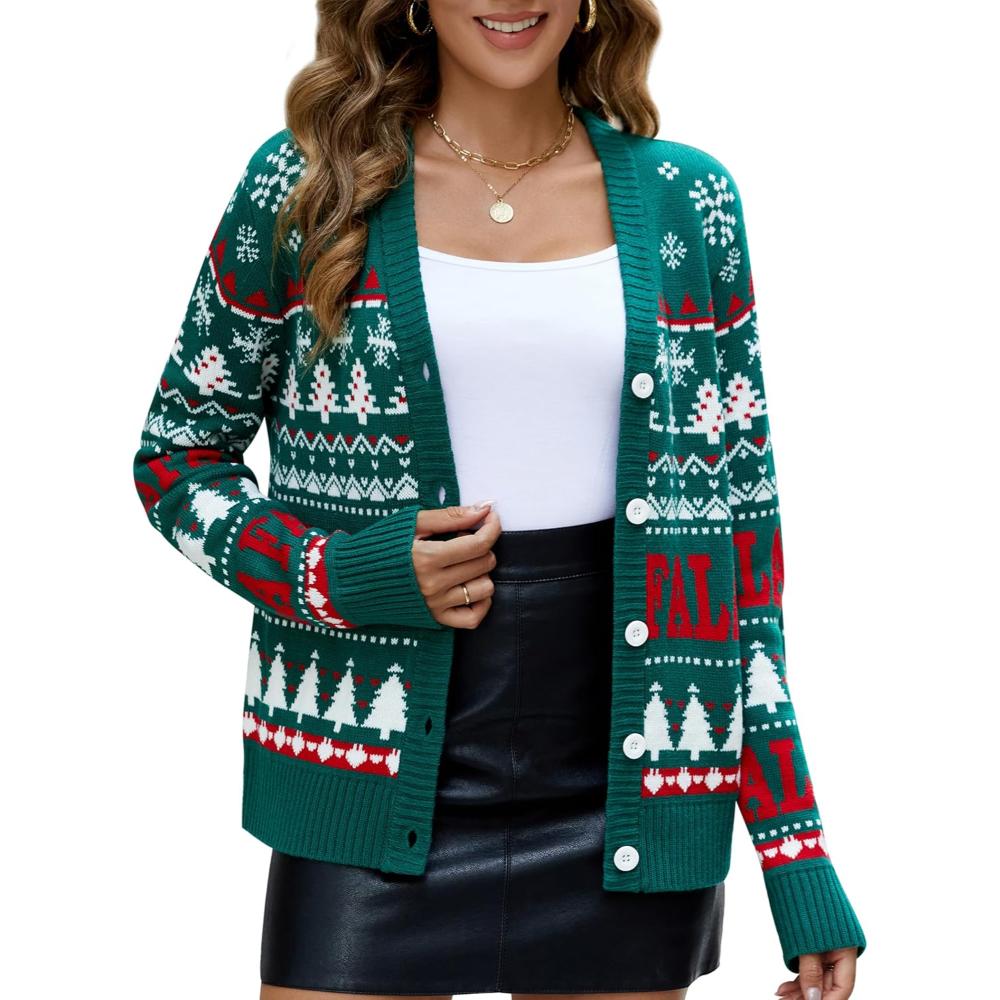 Holiday Cardigan Sweater With Button Detail-Cozy Knit Sets