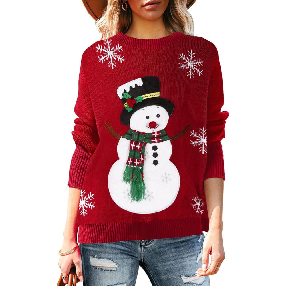 Long Sleeve Christmas Sweater With Holiday Print-Cozy Knit Sets
