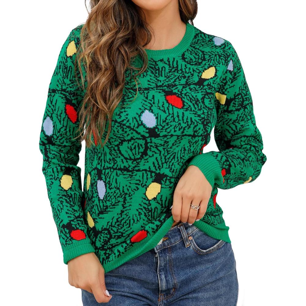 Festive Christmas Sweater With Holiday Print-Cozy Knit Sets