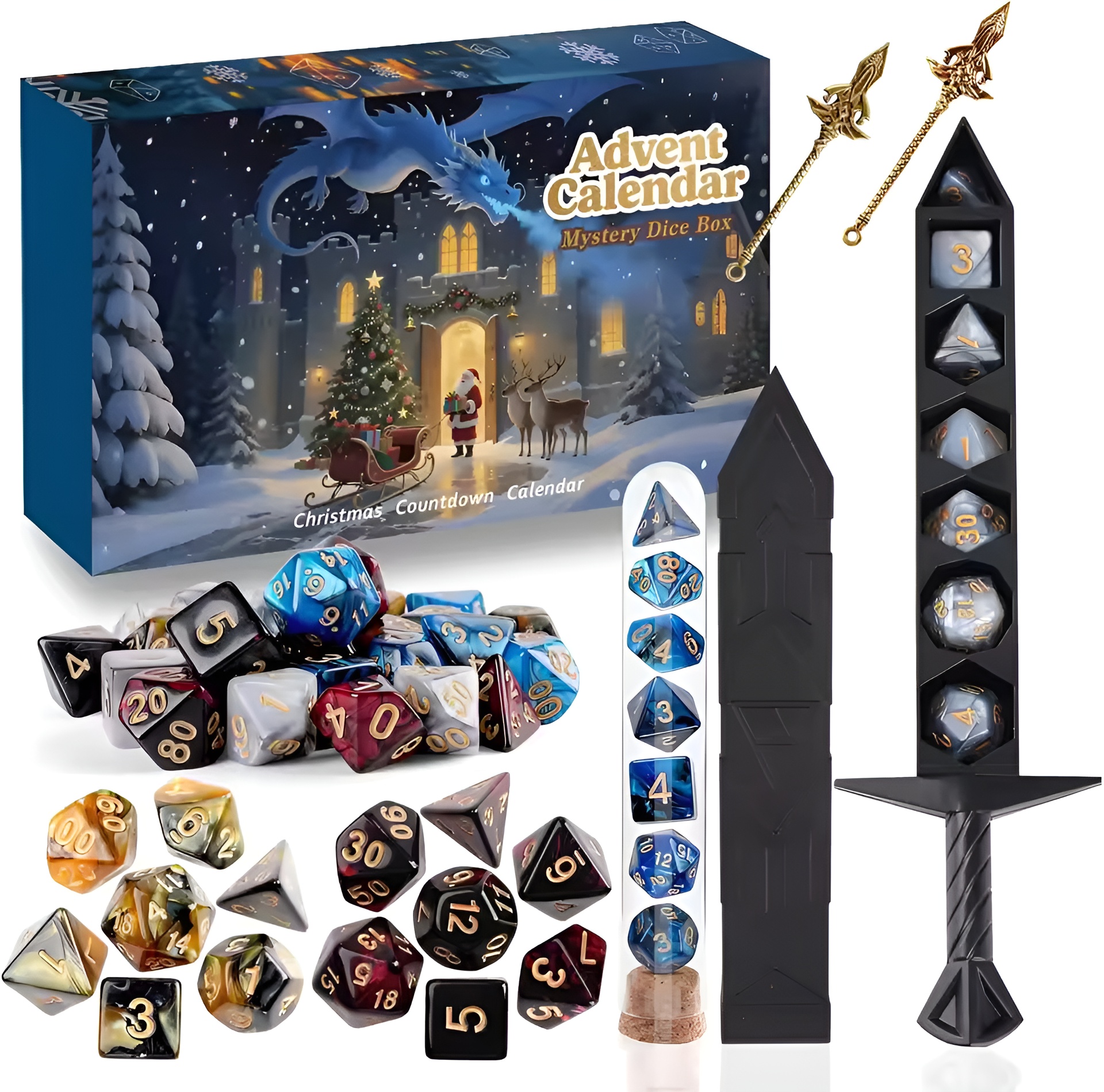 Christmas Advent Calendar 2025 Mystery Dnd Dice Set Vacation Advent Calendar 24 Days