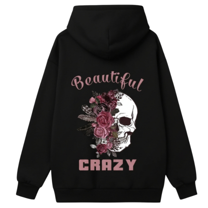 Casual Floral Printed Pocket Hoodie