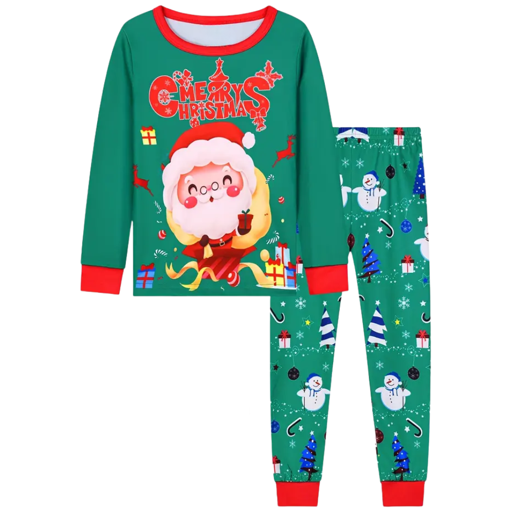 Santa Print Christmas Pajama Set for Boys and Girls for Winter