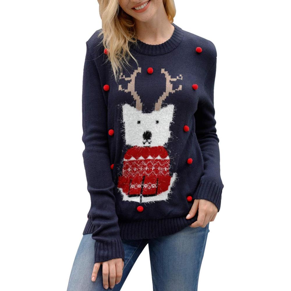 Long Sleeve Christmas Sweater With Holiday Print-Cozy Knit Sets